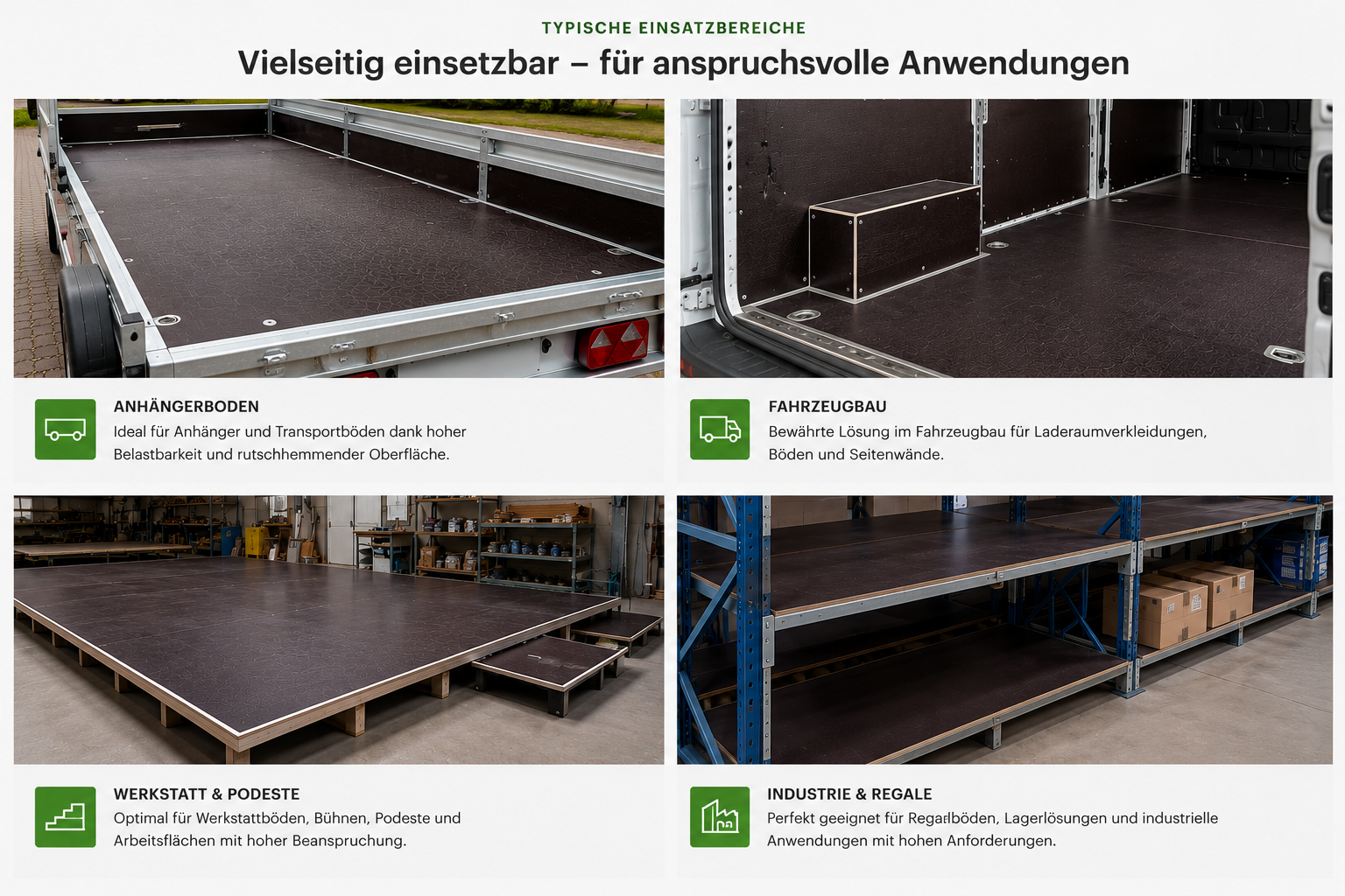 Typische Einsatzbereiche von Siebdruckplatten