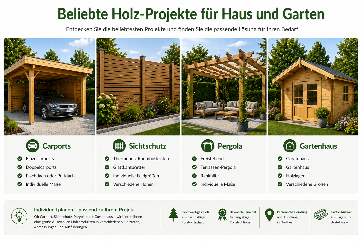 Projektplanungen und Materialratgeber für Holzprojekte