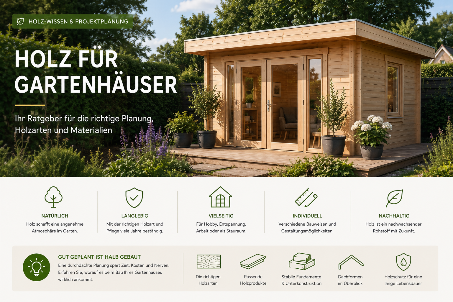 Moderne Holzpergola im Garten
