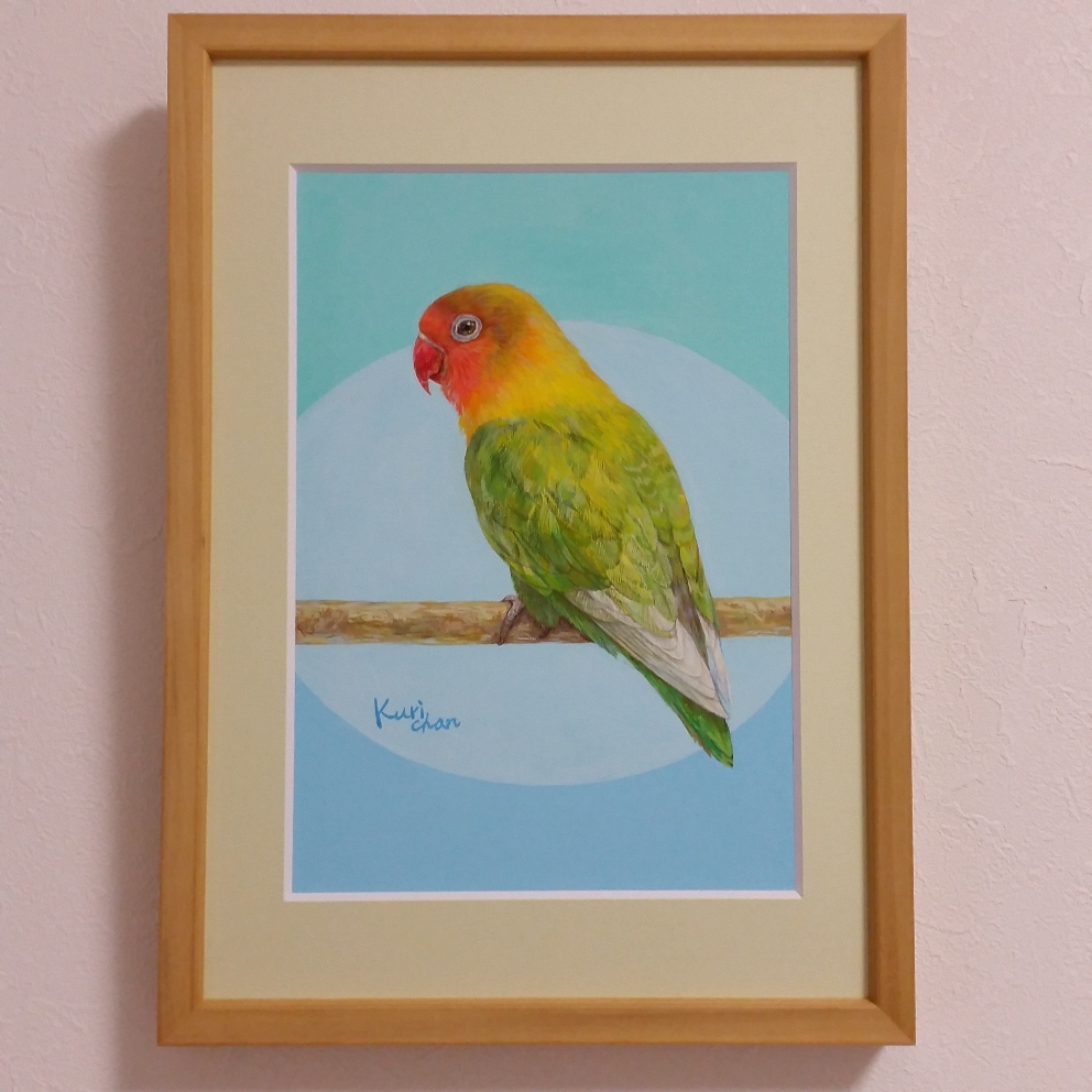 鳥の肖像画(アクリル絵具の作品)