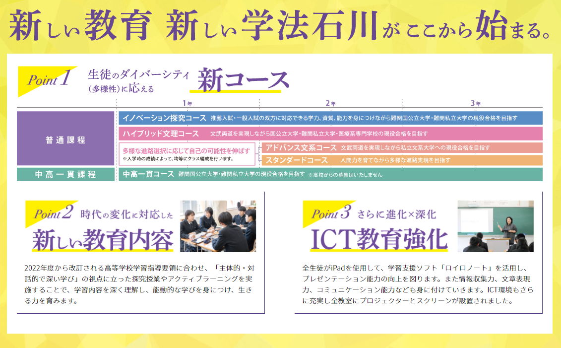 【学法石川】新コース・新教育内容・ICT教育強化