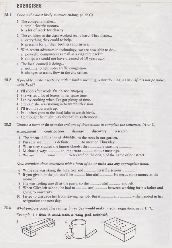 Do or make? English language grammar exercise - advanced level