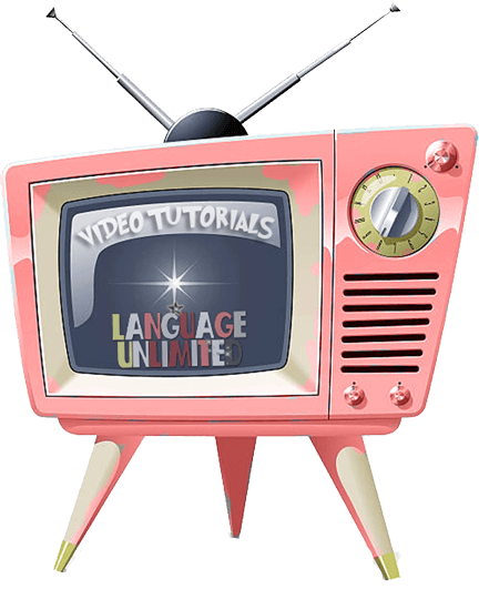 Pink vintage tv and antenna with 'Video Tutorials' written on the screen