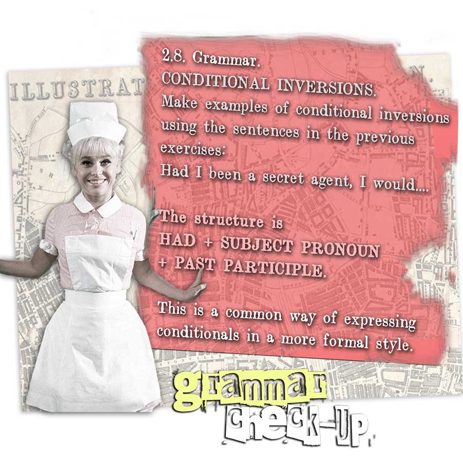Formal conditional sentences grammar explanation with image of 1960s British nurse with a smile