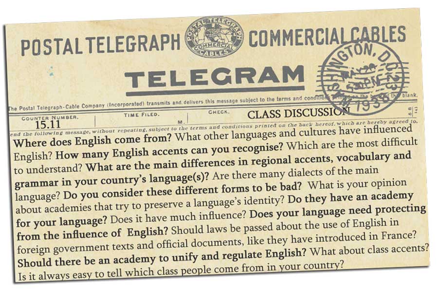 Class discussion about the English language