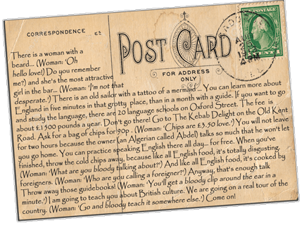 Another vintage British postcard with Zak's introduction speech 