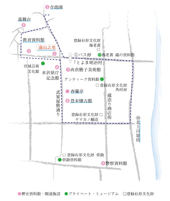 朝ドラ「おかえりモネ」舞台・登米市にある「みやぎの明治村・登米町」観光まちあるきマップ