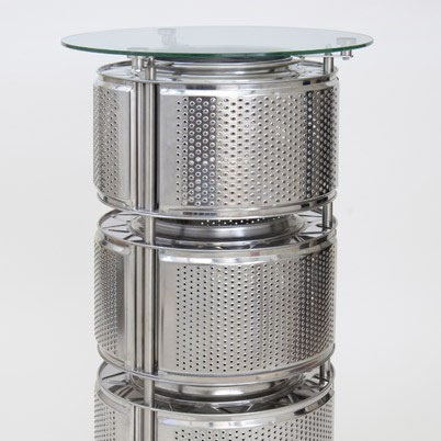 Table made from six washing machine drums
