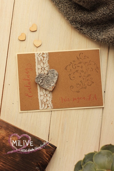 Vintage Hochzeitseinladung Hochzeit Einladungskarte Stampin' Up! Kraft Papier