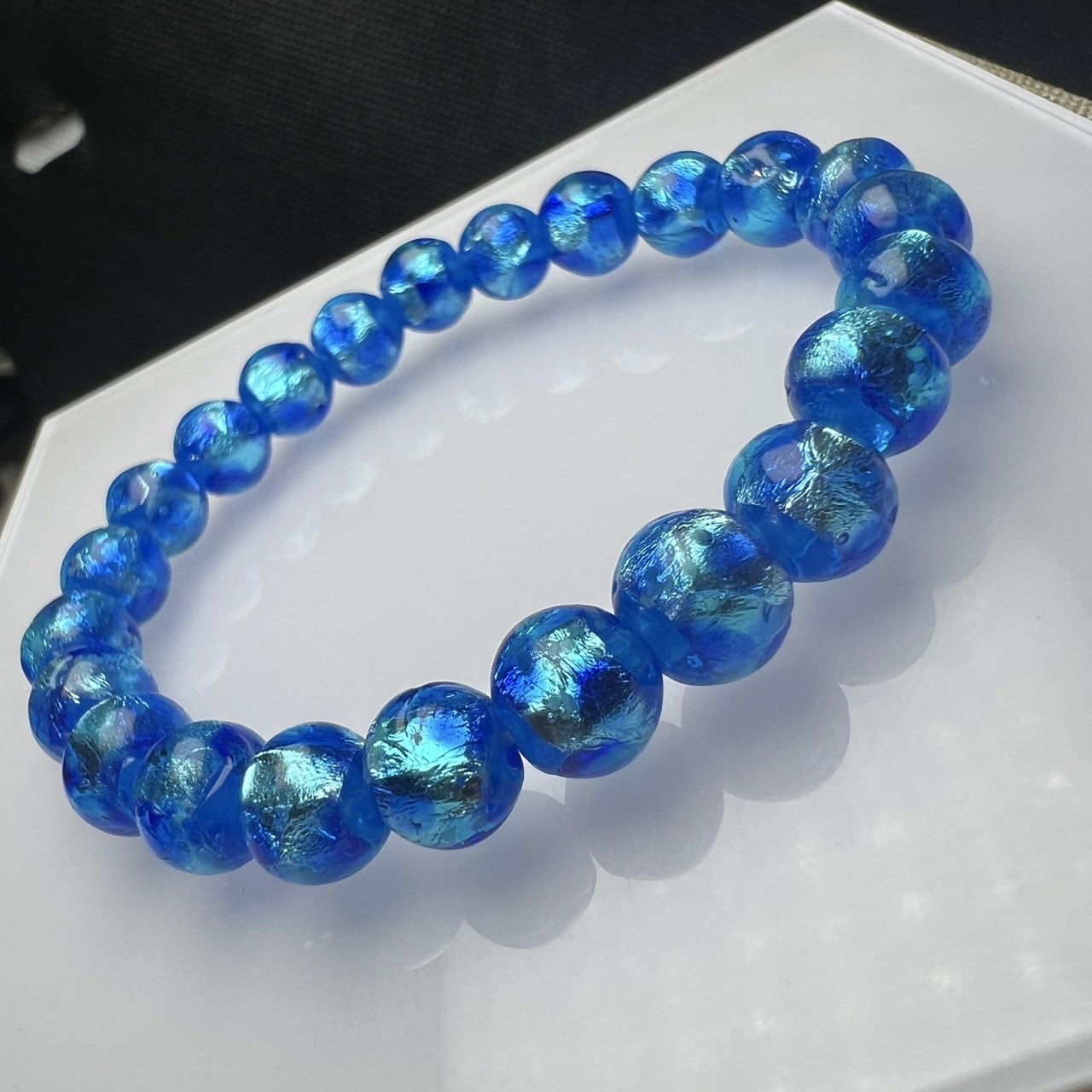 ホタルガラスのブレスレット（アクアブルー） アクアブルー - STONEBIKA天然石ホタルガラス卸問屋