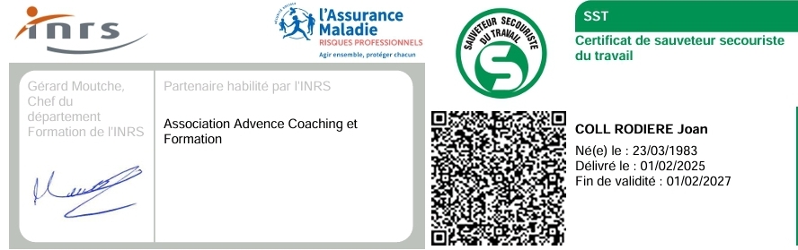 Certificat de sauveteur secouriste