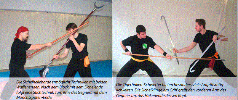 Waffenpartnertechniken und Waffenkämpfe sind Bestandteil im Kung Fu Training in der Jing Wu Köln