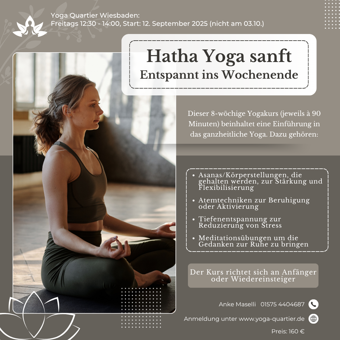 Start 12.9.2025 Hatha Yoga sanft mit Anke