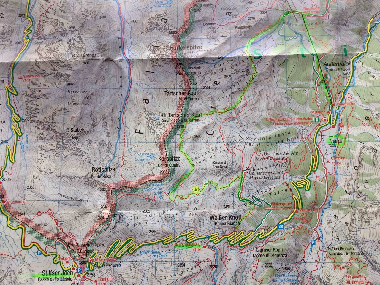 Karte Trafoier Höhenweg am Ortler Stilfserjoch