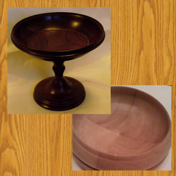 Bowls - the Pedestal Bowl is turned in Purple Heart