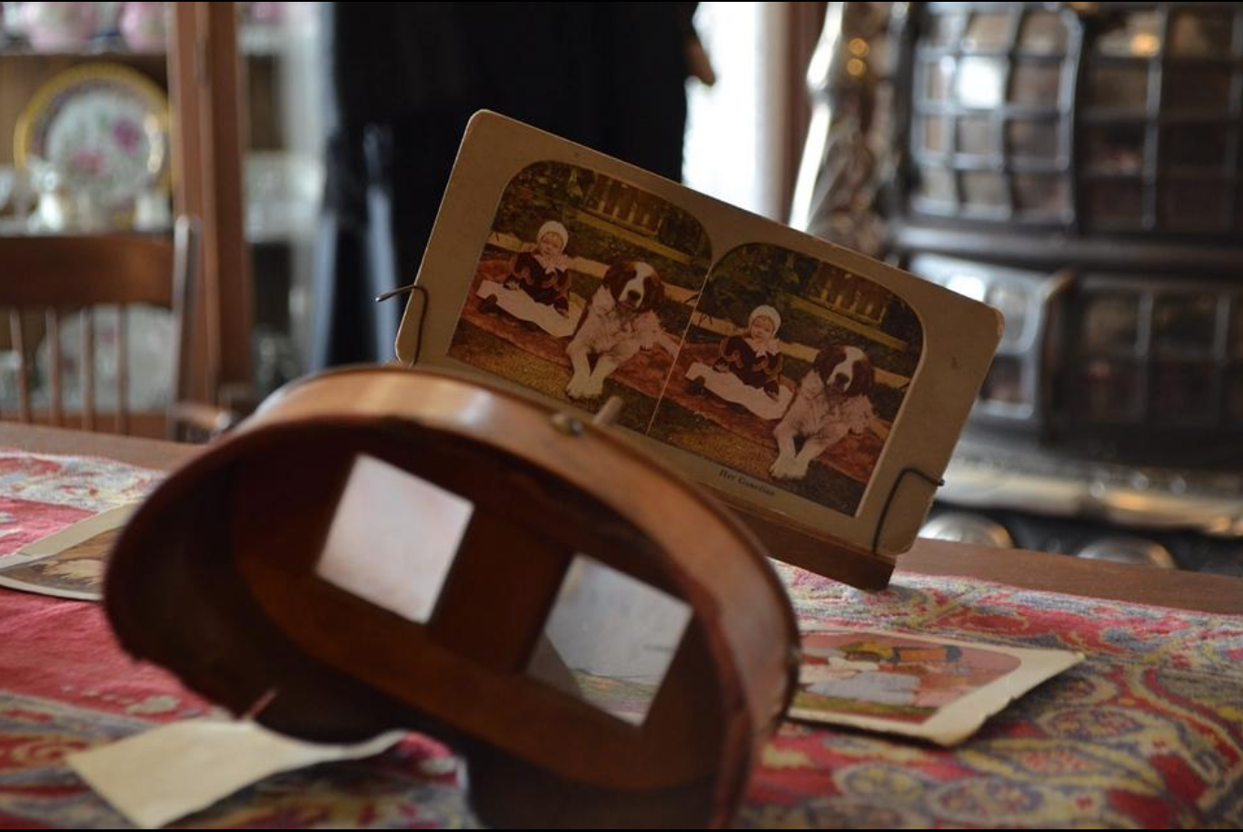 Before the Internet, television and even radio, families could while away hours looking at photos through a device called a stereoscope, which created a 3-D view of double images. Peg McNichol/Sentinel Staff