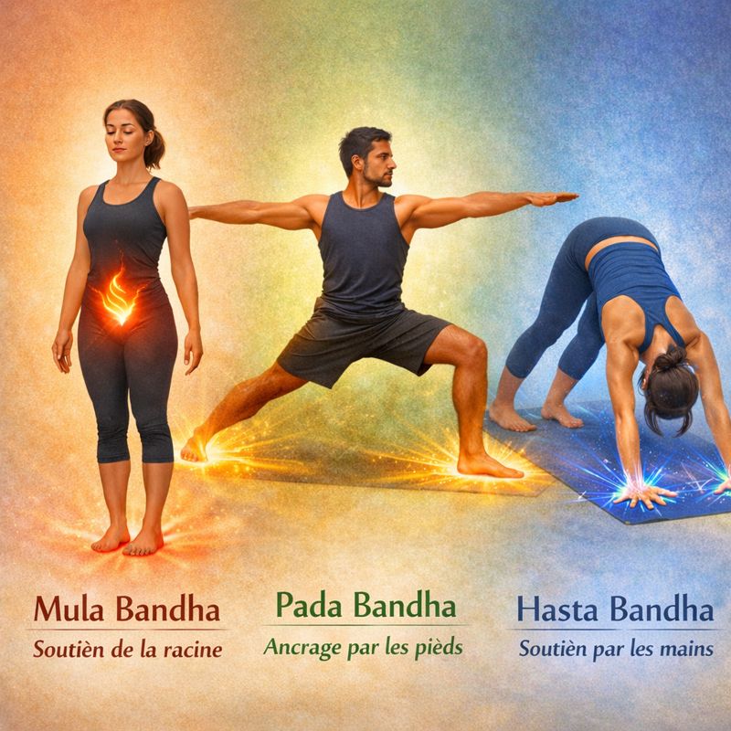 Les 3 bandha de soutien : mula, pada et hasta