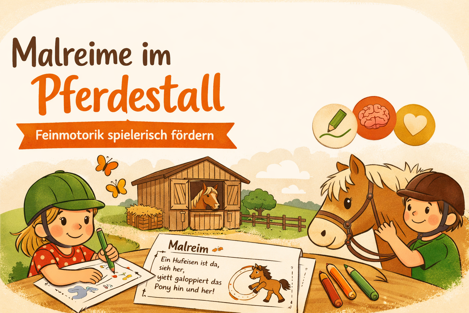 Malreime für Kinder im Pferdestall – Feinmotorik & Graphomotorik spielerisch fördern