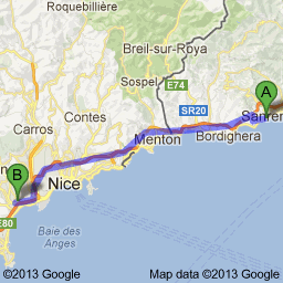 C'est dans quelle mesure il est de notre succursale à partir de Cagnes - Sur - Mer à Via Giovanni Marsaglia 53: 68,1 km