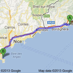 C'est dans quelle mesure il est de notre succursale à partir de Antibes à Via Giovanni Marsaglia 53: 76,7 km