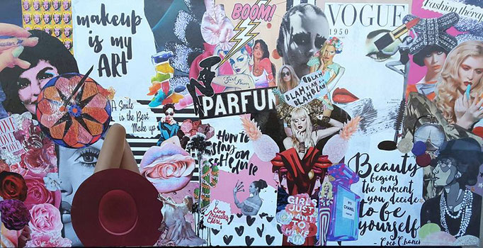 collage pour femme fashion qui aime la mode, la beauté, le maquillage et les parfums