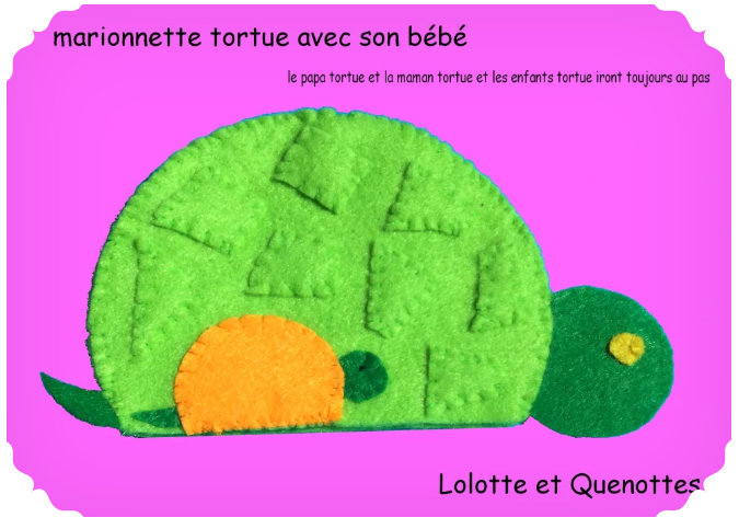 bricolage animaux lolotte et quenottes marionnettes feutrine tortue gabarit