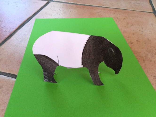 bricolage animaux lolotte et quenottes tapir papier collage decoupage coloriage