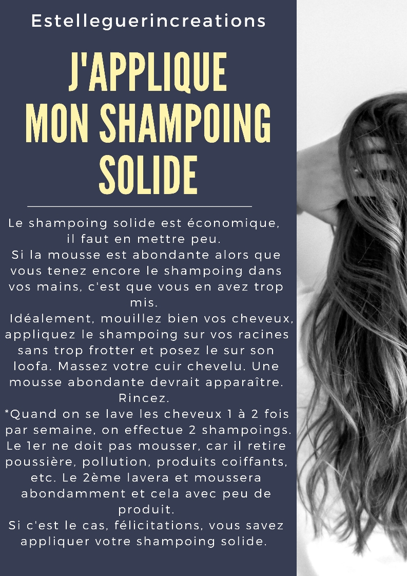 J'applique mon shampoing solide.