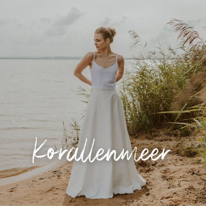 Top SÜDSEE mit Brautrock KORALLENMEER- Zweiteiler aus SEAQUAL® YARN mit deutscher Spitze