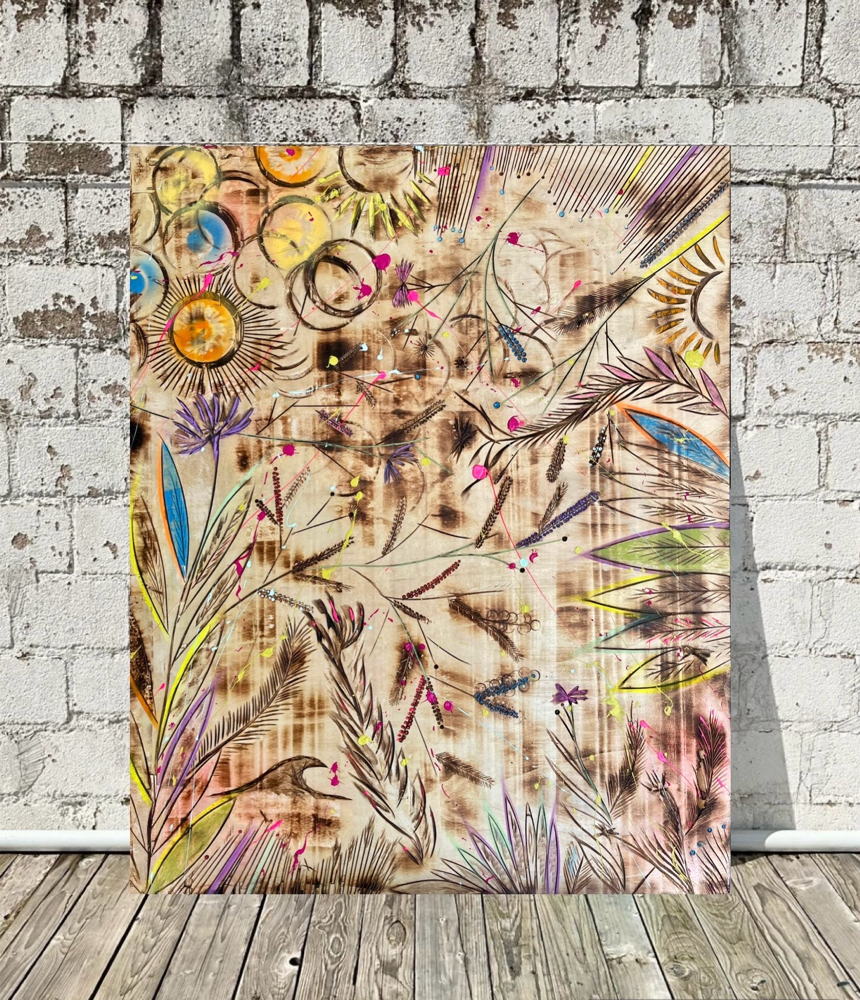 "Umami" - Kreiden/Lacke auf Sperrholzplatte (100x80cm) 440€