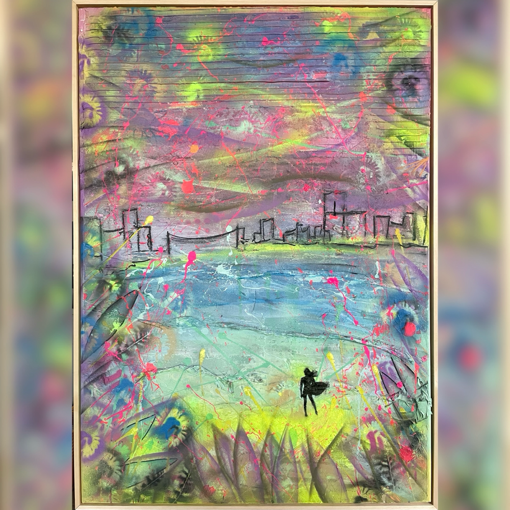 "Just breathe" - Acryl/Lacke auf Leinwand (100x70cm - gerahmt) 490€