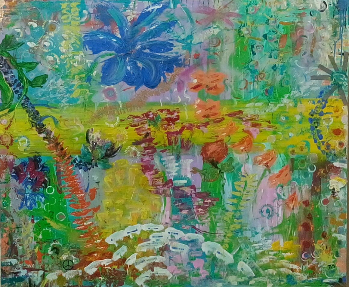 "Hippster's backyard" - Acryl/Kreiden auf Leinwand (120 x 100) 🔴