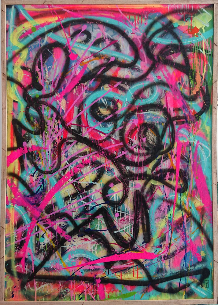 "INXS" - Acryl/Lacke auf Leinwand (103x73cm - gerahmt) 🔴