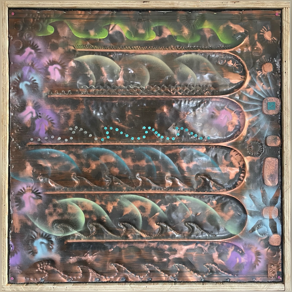 "Ocean"🌊 Lacke auf Kupfer (80x80cm - gerahmt) 780€