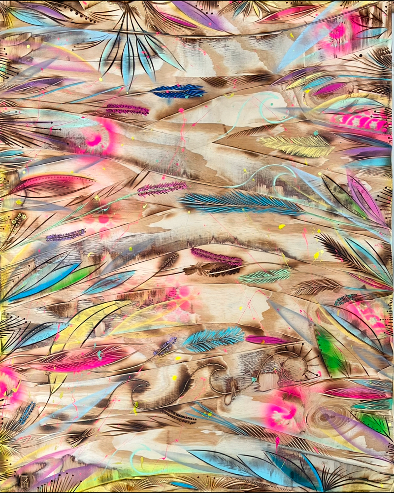 "Seagrass" - Lacke/Kreiden auf Sperrholzplatte (120x100cm) 520€