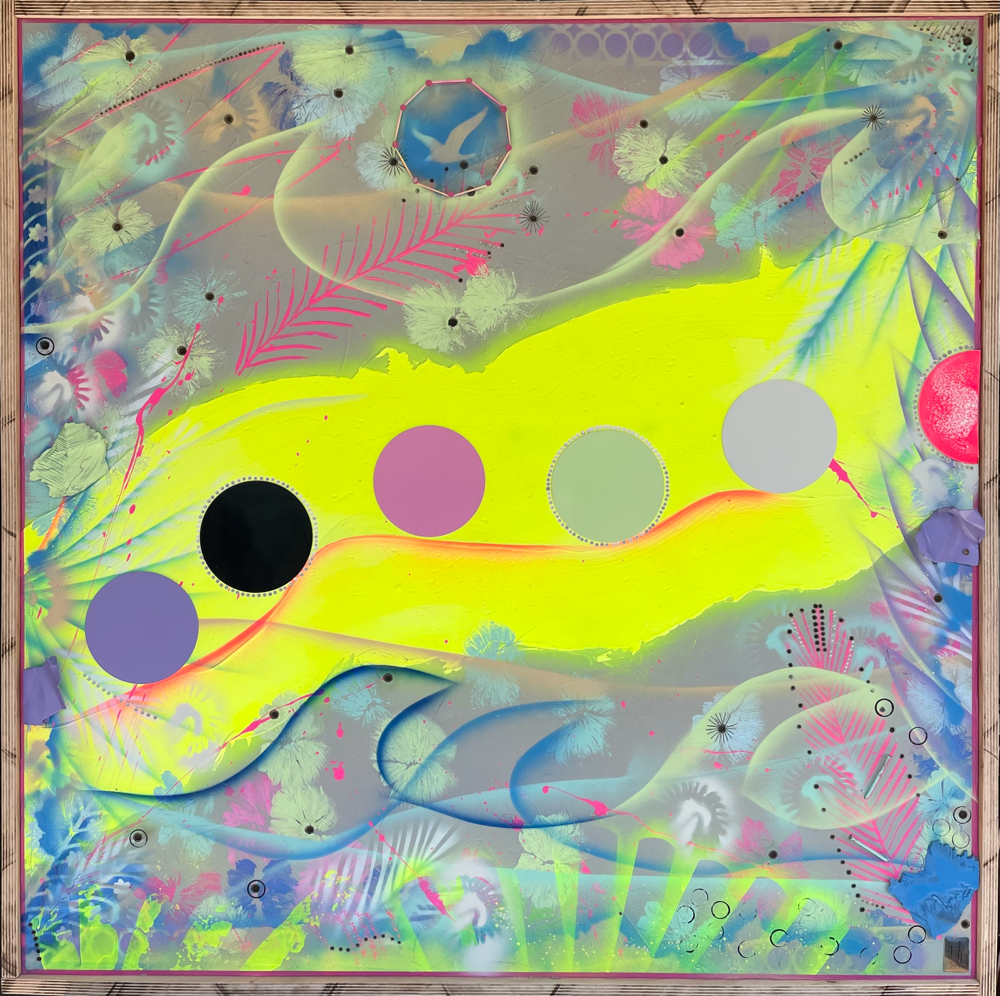 "Moon tide" - Mixed Media auf Holzplatte (90x90cm - gerahmt) 490€