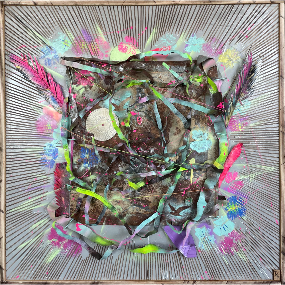 "Let Love rule" - Mixed Media auf Holzplatte (90x90cm - gerahmt) 580€