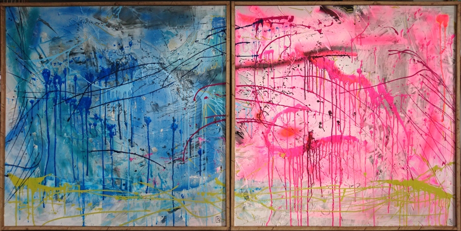 "Soulmates" - Acryl/Lacke auf Leinwand (je 100x100 - gerahmt) je 520€ 