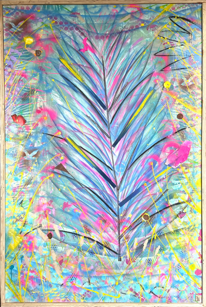 "Waterplant" - Acryl/Lacke/Kreiden auf Leinwand (150x100-gerahmt) 690€