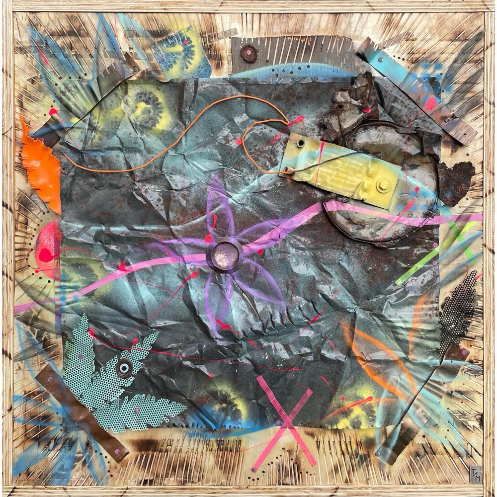 "Junkyard" - Mixed Media auf Holz (85x85cm - gerahmt) 590€ 🔴