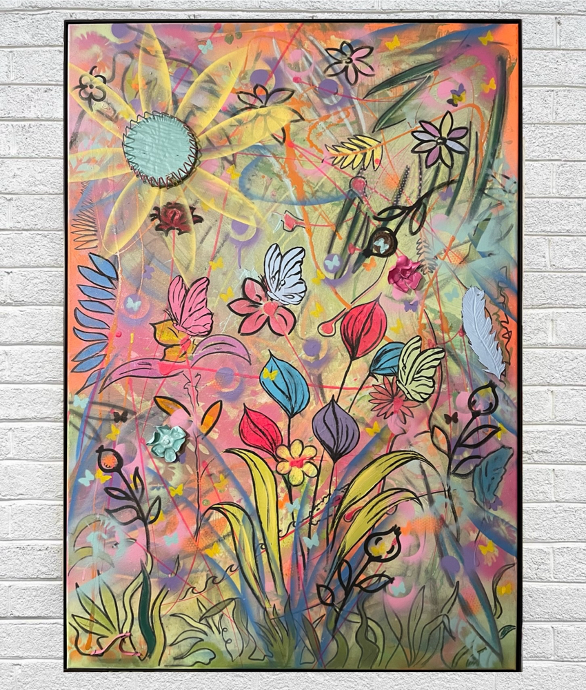 "Still growing" - Acryl/Kreiden/Lacke auf Leinwand (100x70cm - gerahmt) 480€