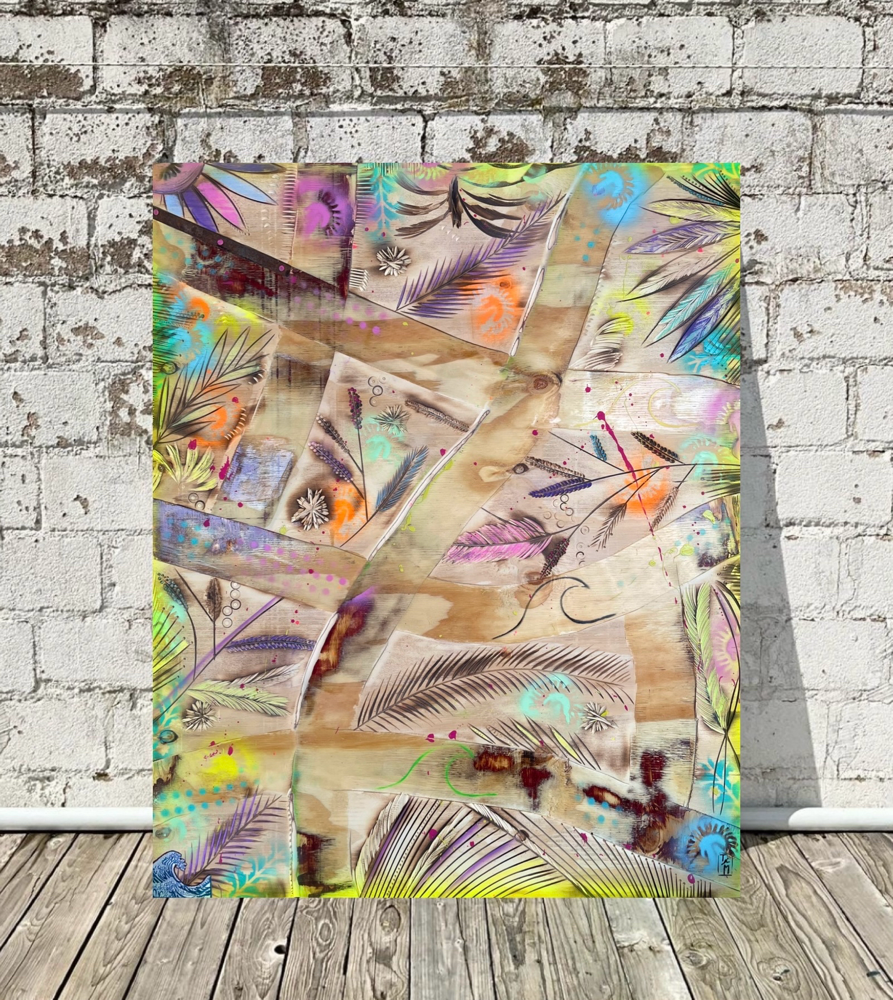 "Woodland" - Lacke/Kreiden/Metall auf Holz (100x80cm) 590€