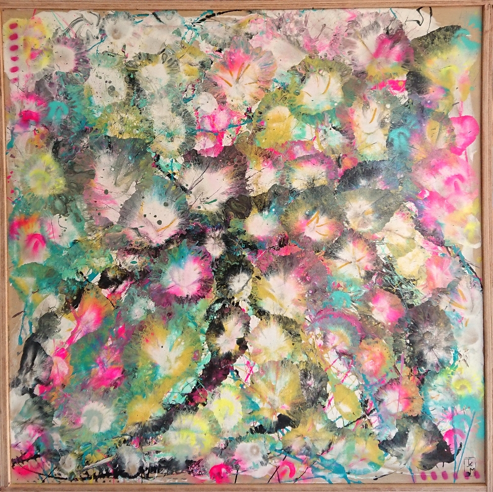 "Flourish Galaxy" - Acryl/Lacke auf Leinwand (80x80cm gerahmt) 🔴