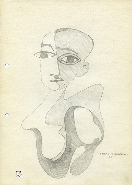 Sinead O’Connor. 1991. Pencil on paper. 30 х 21