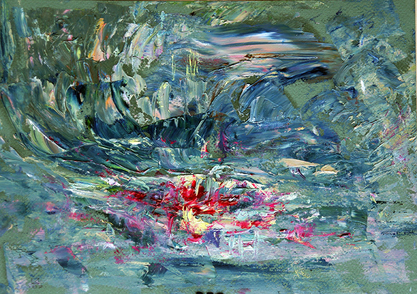Abandoned but Fabulously Beautiful Pond. 2007. Oil on cardboard. 21 x 29.5