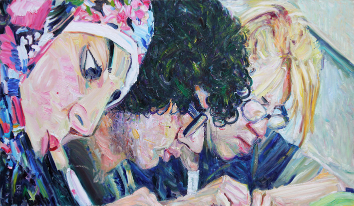 Three of Students. 2011. Oil on canvas. 70 x 120