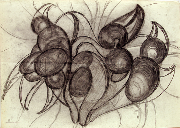 Grape Lips. 1993. Charcoal on paper. 61 х 86