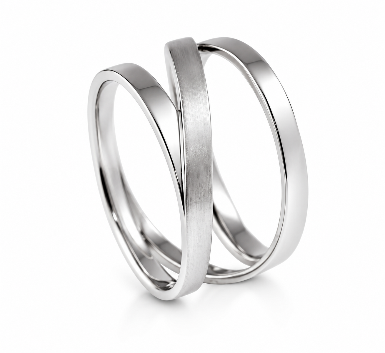 Edelstahl Ring RH445 mit modernem überkreuztem Design