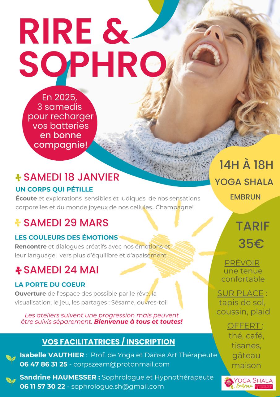 JANVIER - MARS - MAI 2025 : STAGES YOGA DU RIRE ET SOPHROLOGIE