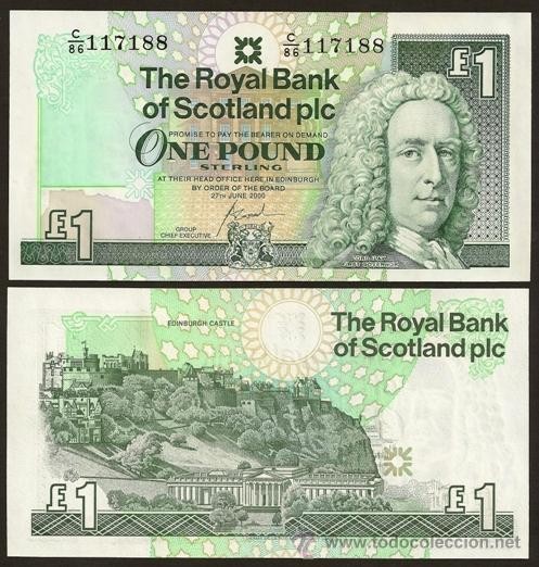 billete de Escocia, Moneda escocesa, papel moneda,